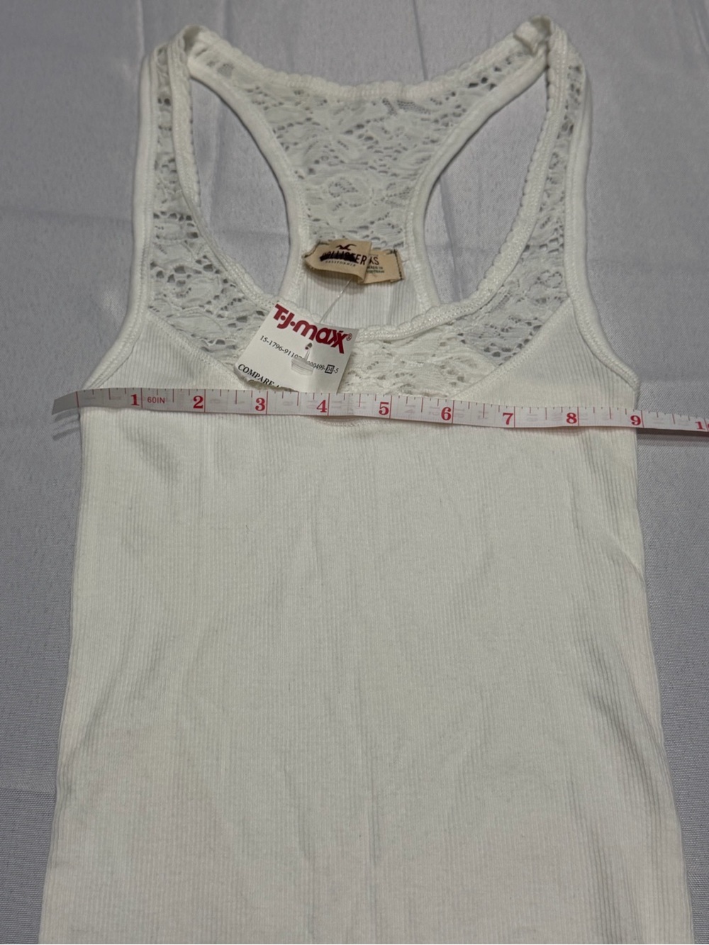 Hollister White Lace Racerback Ribbed Tank Top XS Y2K Coquette - Picture 11 of 11